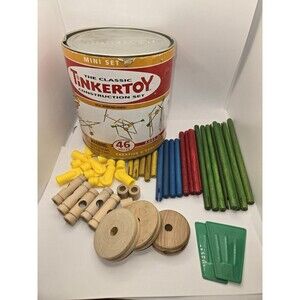Classic TINKERTOY Construction Set 41 Pieces Playskool Wood Mini Set missing 5